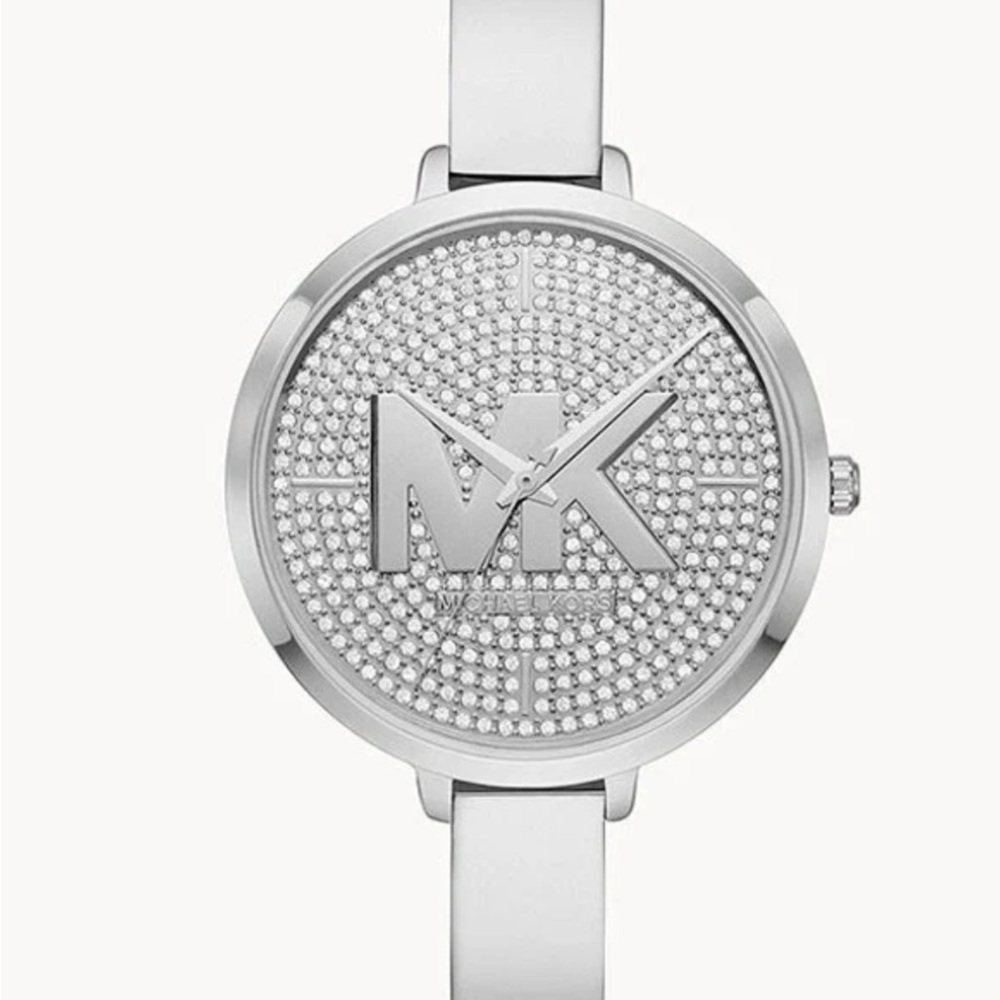 Michael kors mk4432 charley quartz crystal Silver-Tone Half Bangle Watch